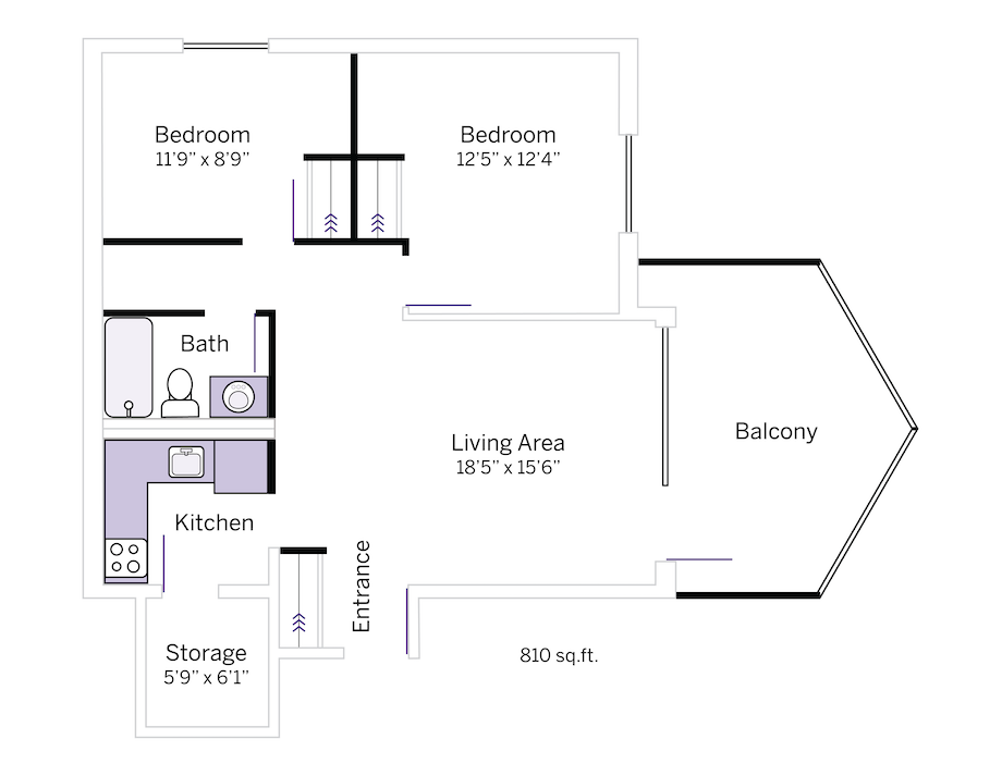 Platt's Lane Two-Bedroom Apartment Floor Plan